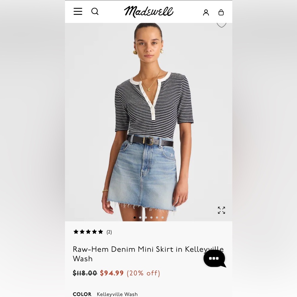 Madewell Raw-Hem Denim Mini Skirt